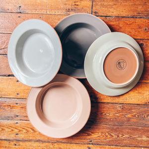 Mora Ceramic Wide Rimmed Soup Bowl 25oz, Set of 4 - For Pasta, Italian, Spaghetti, Dipping Bread, Fancy Dinner etc. Large Plate/Bowls Hybrid For Everyday & Restaurant Use, Flat Rim - Assorted Neutrals