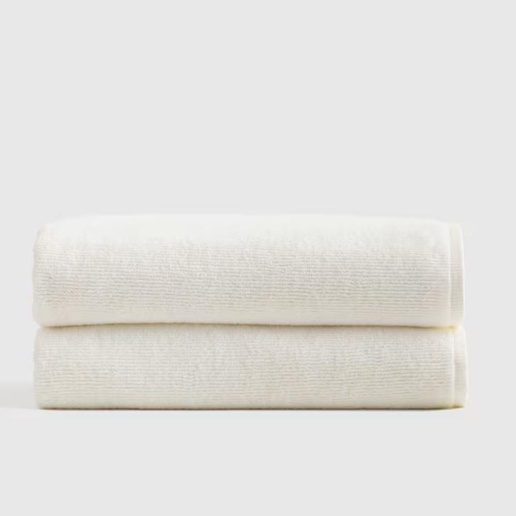 Turkish Ribbed Quick Dry Bath Towel (Set of 2) in Ivory