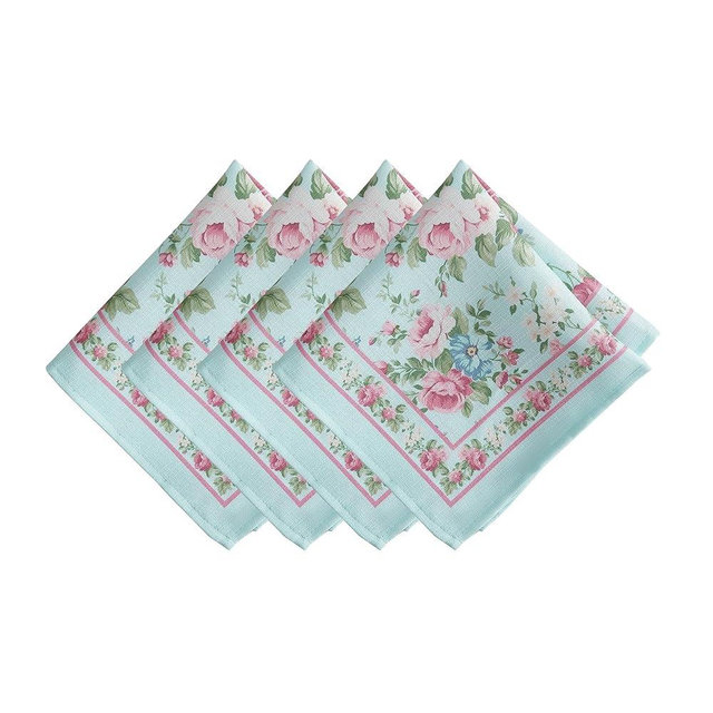 Elrene Home Fashions Spring Summer Vintage Floral Garden Cottage Cloth Dinner Napkins, Set of 4, 17"x17"