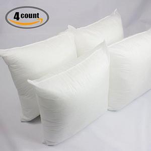 Set of 4 - 18" x 18" Premium Hypoallergenic Stuffer Pillow Insert Sham Square Form Polyester Decorative Sofa and Bed Throw, Standard / White - MADE IN USA