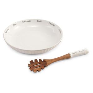 Mud Pie 4601044 Circa Pasta Bowl Set, White
