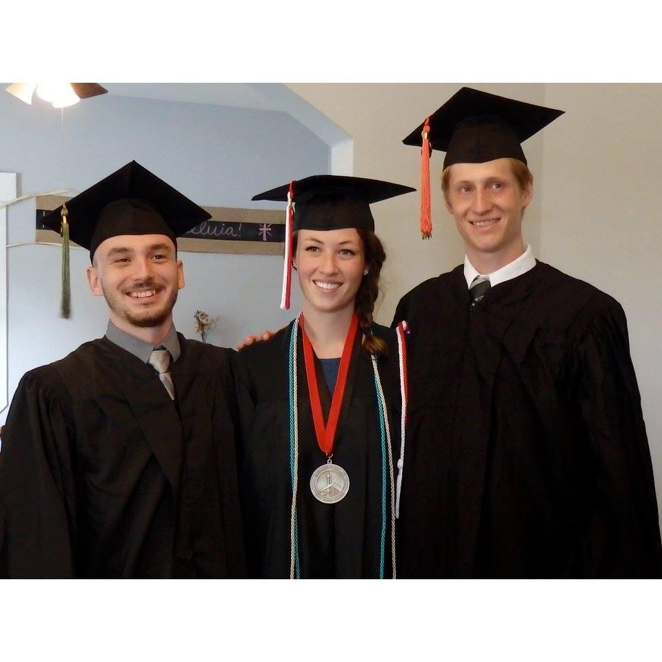 Our college graduation + Miguel (who's been with us since day 1)