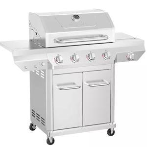 4 Burner Stainless Steel Propane Gas Grill with Side Burner