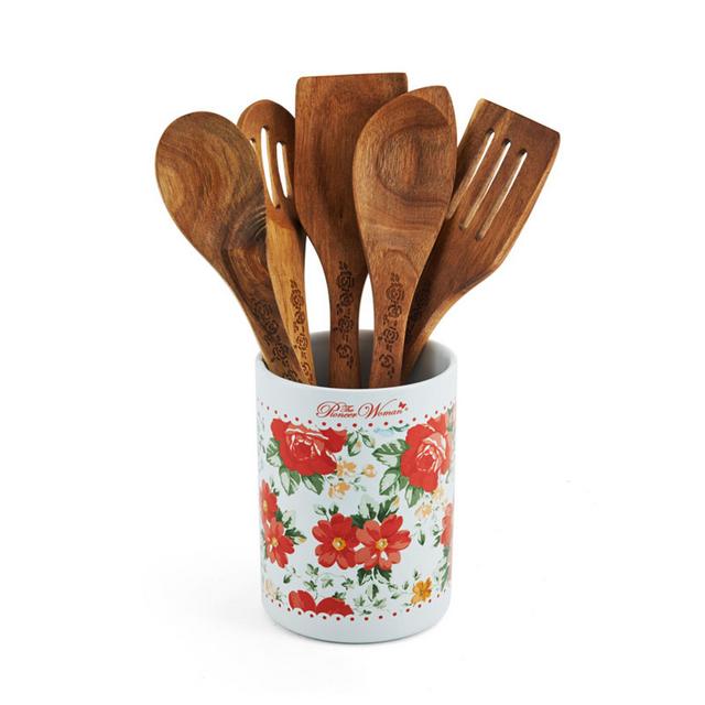 Pioneer Woman 6 Piece Crock & Tool Set Vintage Floral