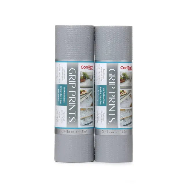Con-Tact Grip Prints 2pk 12"x20' Alloy Gray: Non-Adhesive Nonskid Shelf Liners for Kitchen Cabinets & Drawers