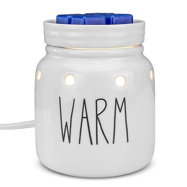 STAR MOON Rae Dunn Wax Warmer Wax Melt Warmer for Rae Dunn Inspired Decor Mason Jar Wax Warmer with Removable Dish, One More Bulb, Home Fragrance Home Decor, Glossy White (Warm)