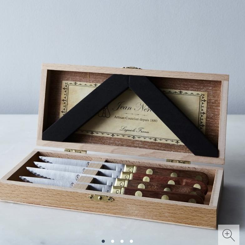 Laguiole France, Jean Neron Set of 4 LaitonKnives with Wooden Handles in Presentation Box