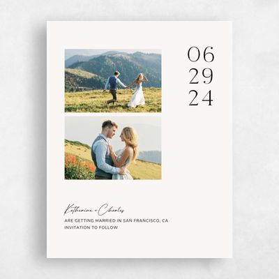 Ivory, White Wedding Save the Date - Brockway Multiphoto
