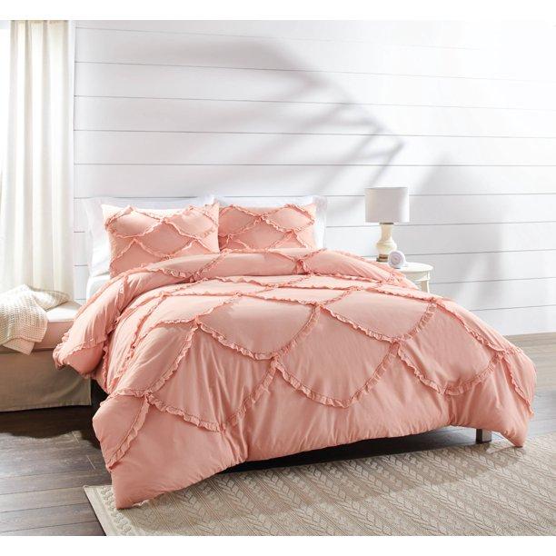 Better Homes & Gardens Blush Textured Scallop 3-Piece Comforter Set, Full/Queen