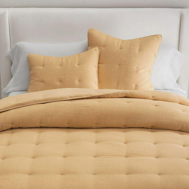 Belgian Flax Linen Comforter, Harvest Gold, Full/Queen