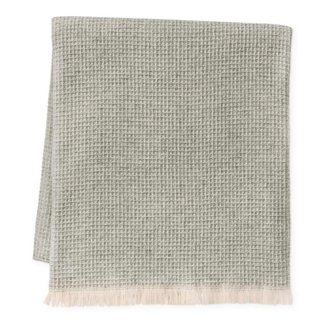 Waffle Merino Wool Throw, 50" X 70", Grey