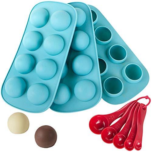 Webake 2 Inch blue square silicone whiskey ice cube tray mold,Pack of 2