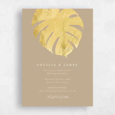 Tan, Brown Wedding Invitation - Maui Classic Foil