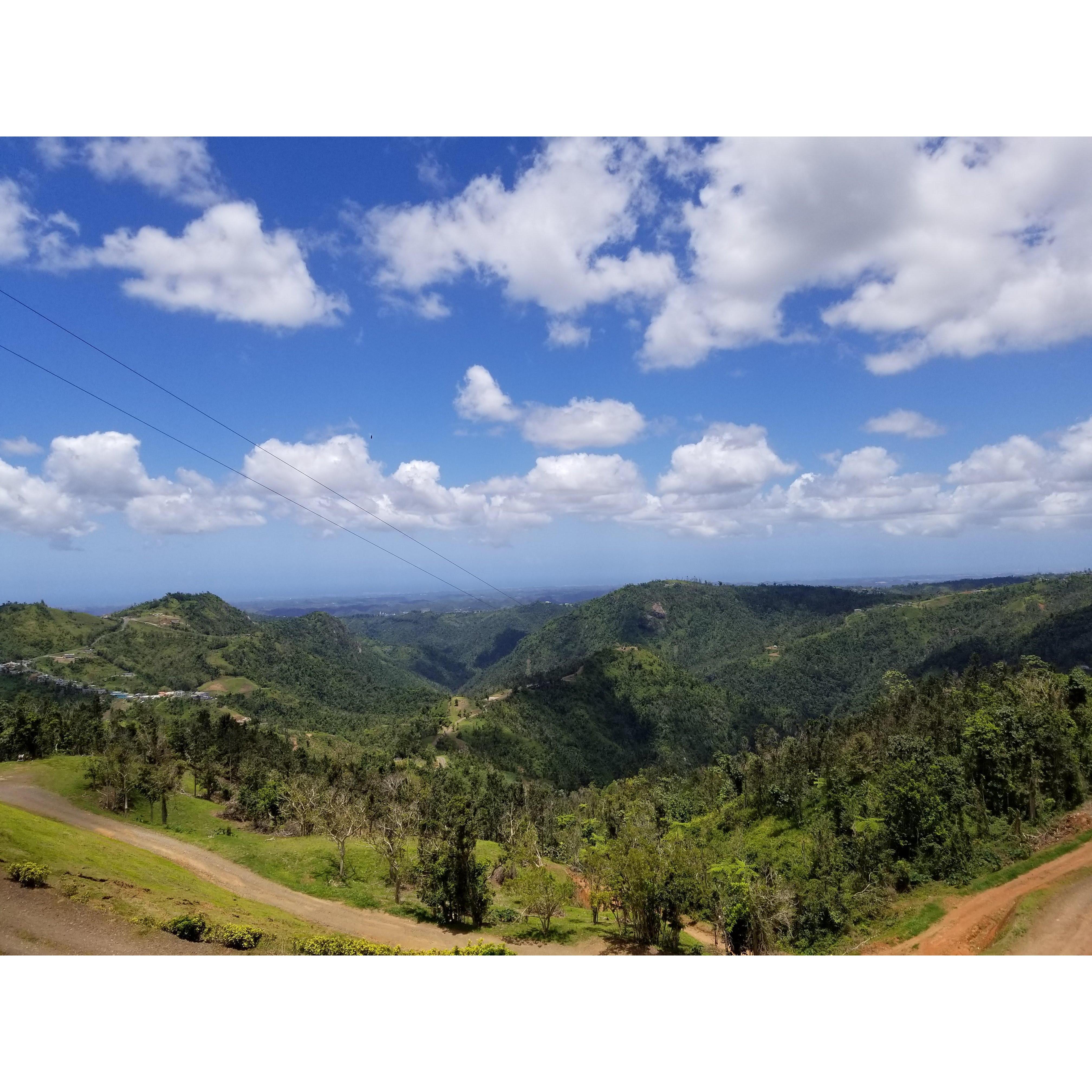 We ziplined the LONGEST
and HIGHEST zipline in the WORLD! El Monstruo - Yes, the monster. It goes to the far mountain in the VERY back. Birthday present to Jordan.