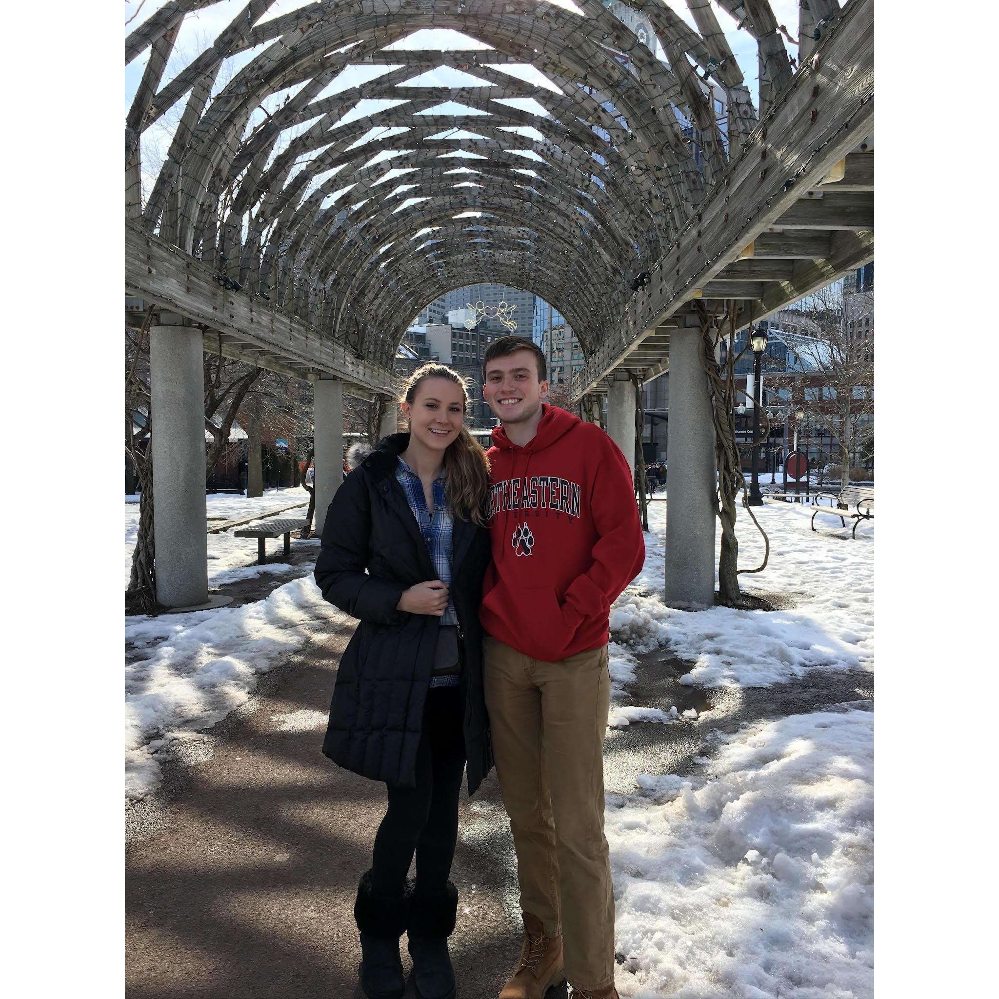 FEBRUARY 2017: Lindsay and Jared are reunited in Boston after Lindsay does a semester abroad in Greece. Lindsay at Northeastern and Jared at Tufts.