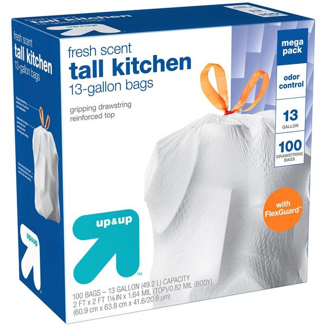 FlexGuard Tall Kitchen Drawstring Trash Bags - Fresh Scent - 13 Gallon - 100ct - Up&Up™