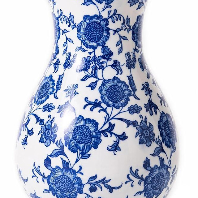 GaLouRo Blue and White Vase, Blue Sunflower Pattern Vase, Chinoiserie Vase, Blue and White Ginger Jar Vase for Home Decor,Flower Vase, Blue and White Porcelain Décor,11" H