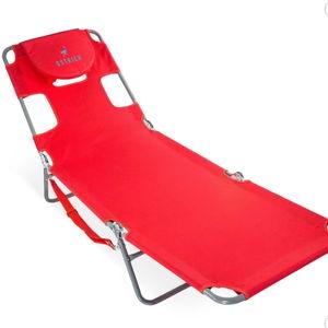 Ostrich 72" x 22" Chaise Lounge Portable Lightweight Reclining Lounger, Outdoor Patio Beach Lawn Camping Pool Tanning Chair, Red