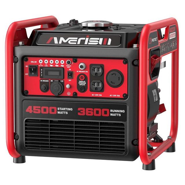 AMERISUN Portable Inverter Generator 4500W Gas Powered, CO-Sensor, Lightweight & Quiet for Home Use and Emergency Backup, Camping, EPA Compliant 2025 Version