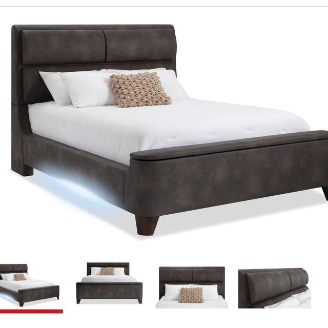 Belmont King Brown Upholstered Panel Bed