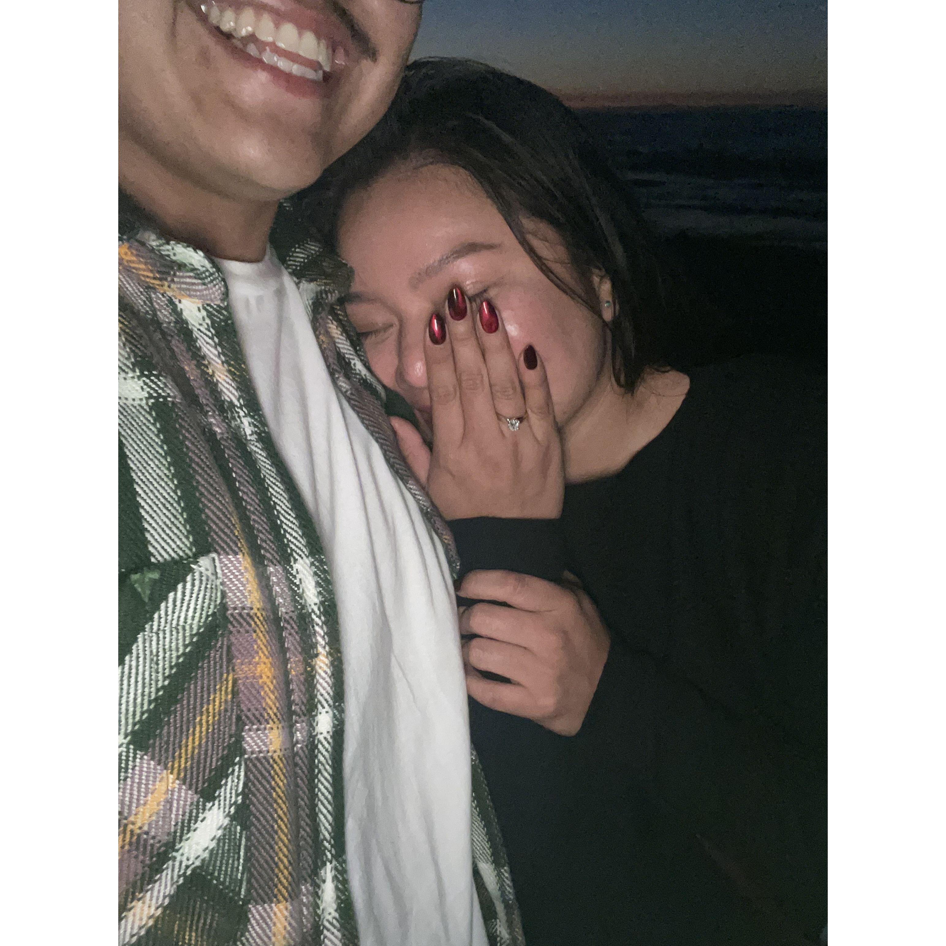 Shawn proposed at Crystal Cove Beach in California just before sunset on September 26, 2024.