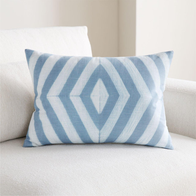 Olinda Diamond 22"x15" Bunbury Blue Throw Pillow with Down-Alternative Insert