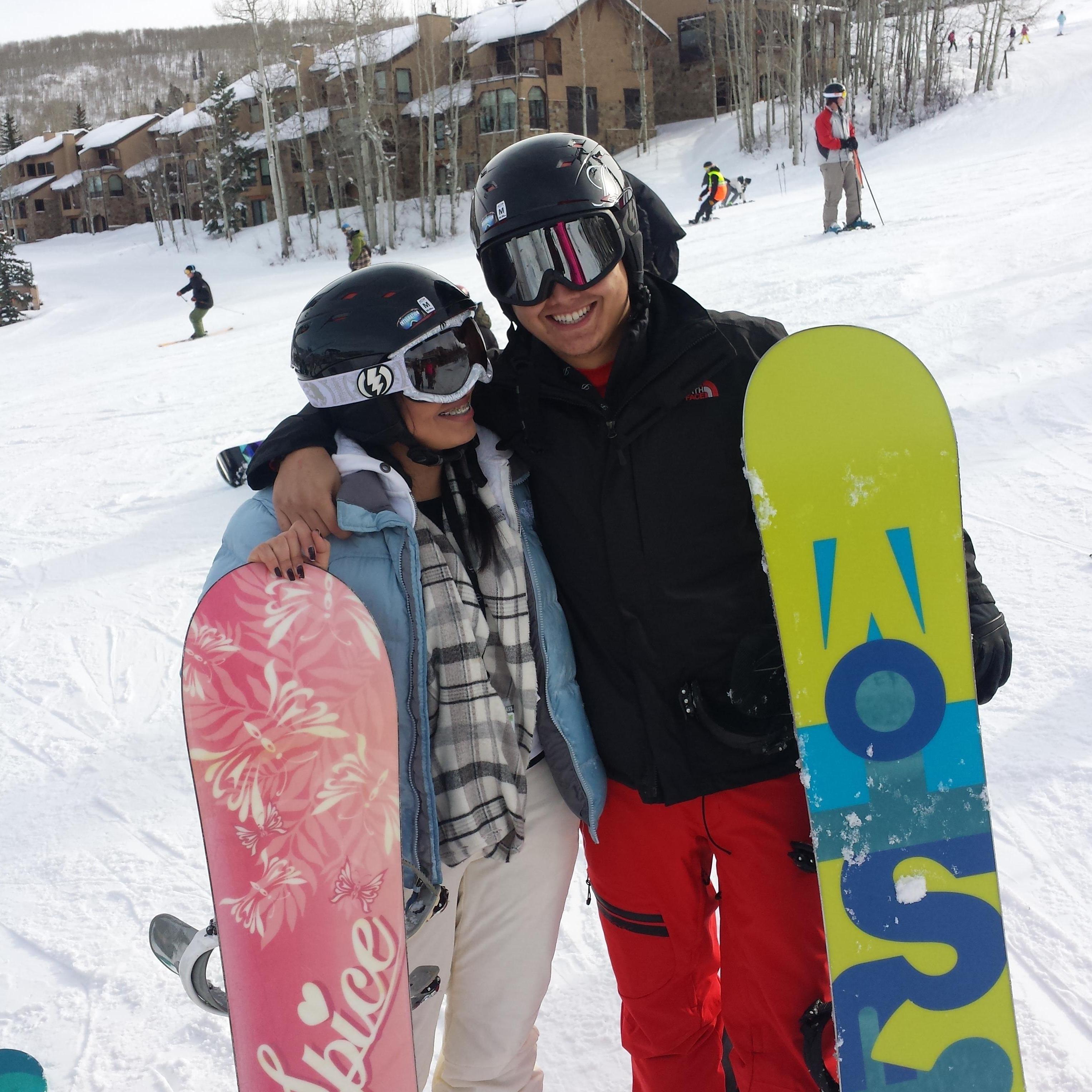 Our first time Snowboarding!