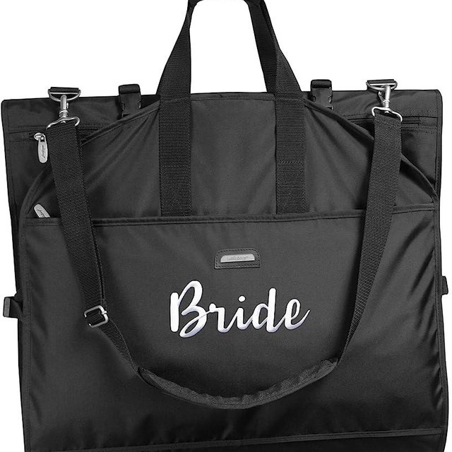 WallyBags Women's 66” Premium Tri-Fold Carry On Destination Wedding Dress Travel Bag, Black-B1, 66 Inch