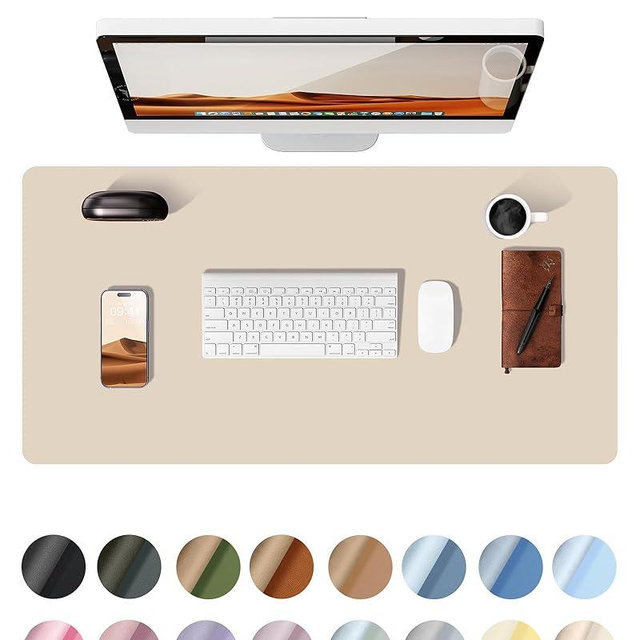 YSAGi Leather Desk Pad Protector, Office Desk Mat, Large Mouse Pad, Non-Slip PU Leather Desk Blotter, Laptop Desk Pad, Waterproof Desk Writing Pad for Office and Home (Eggshell, 23.6" x 13.8")
