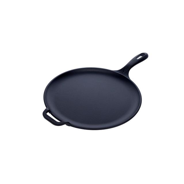 Victoria 12" Comal with Long Handle and Helper Handle, Seasoned
