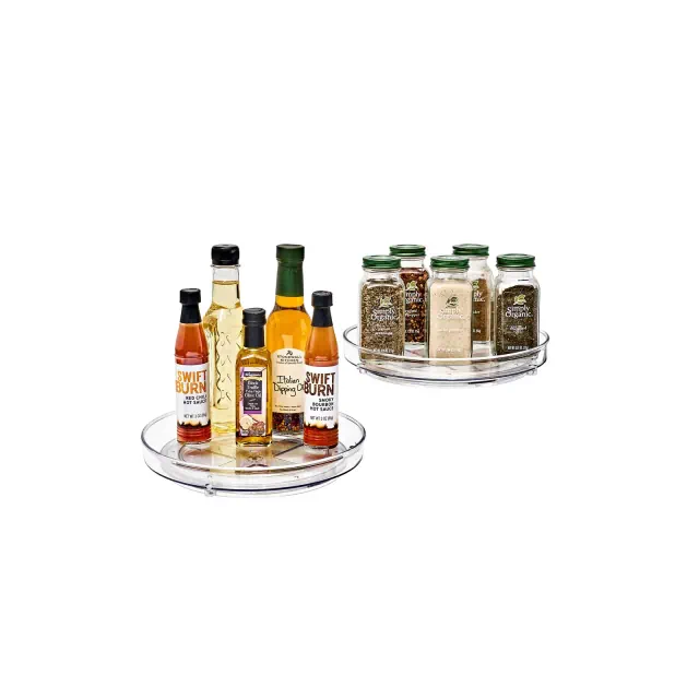 Sorbus Clear Lazy Susan Organizer 2-Pack - Versatile Kitchen and Cabinet Organizer, Lazy Susan for Pantry, Fridge, and Bathroom Storage