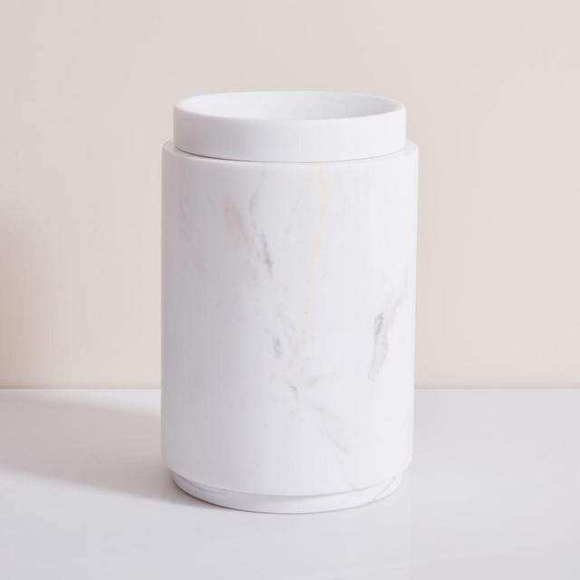 White Marbled Tall Canister