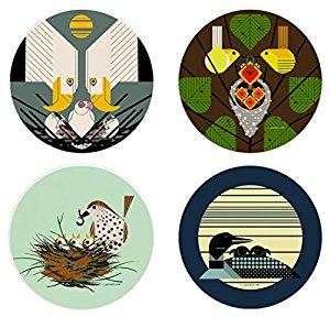 Charley Harper Fledgling Families Absorbent Stone Coaster Set