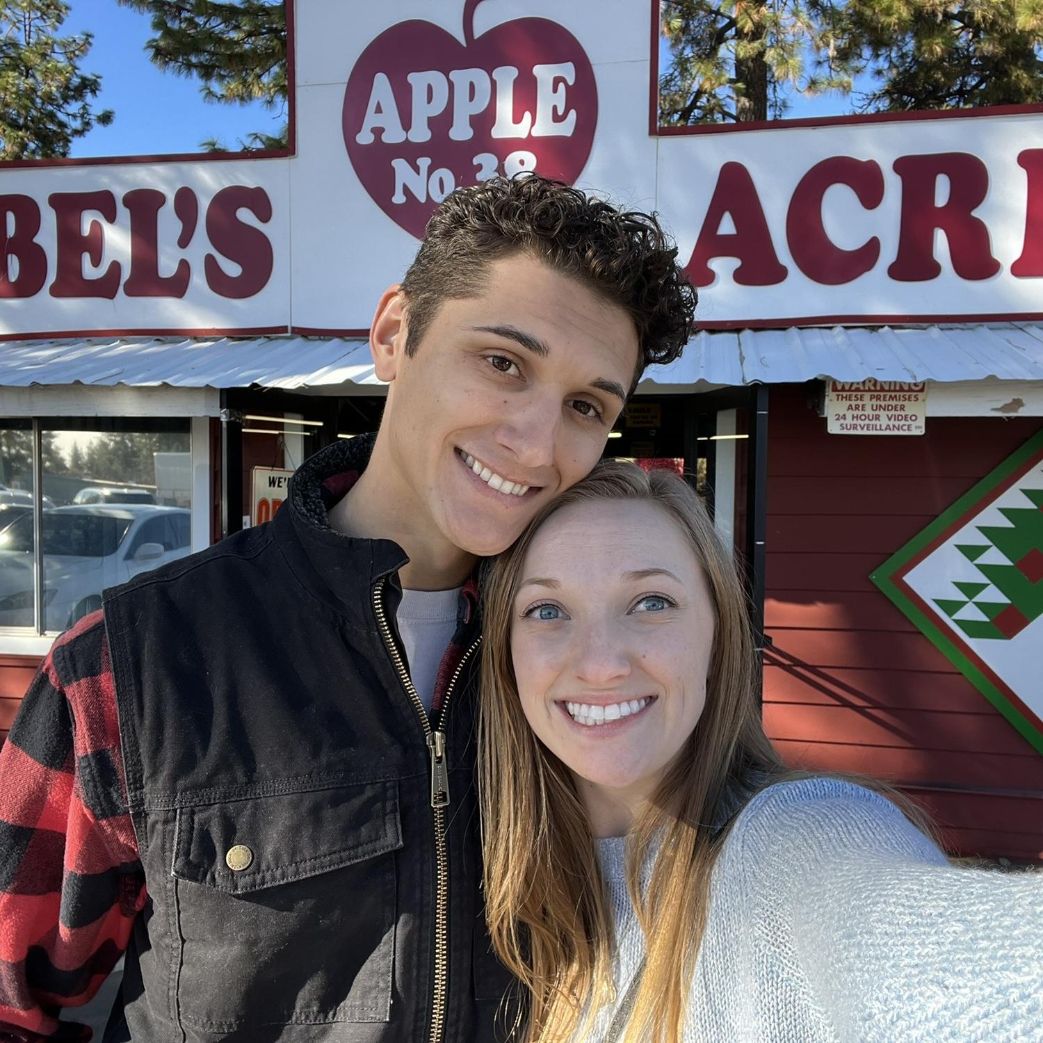 Our first trip to Apple Hill together! We got caramel apples (Nick's favorite), and apple cinnamon donuts (my favorite)!