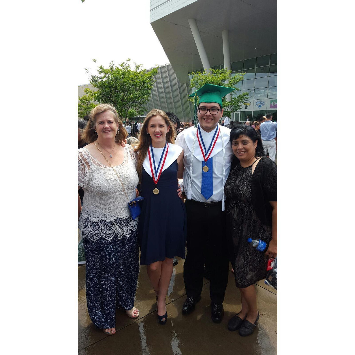 Our high school graduation with Jan (left) and Laura Alvarez (right)