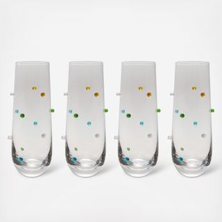Raised Dotted Handmade Drinking Glass, Set of 4