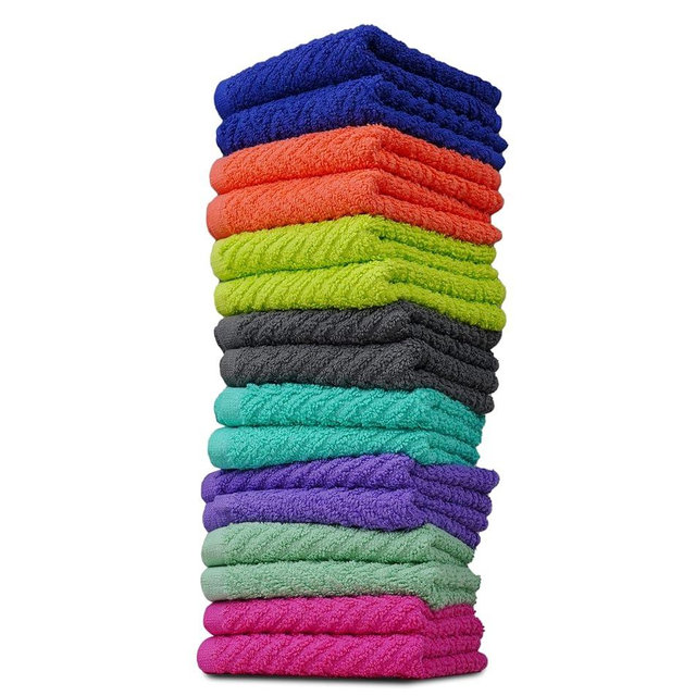 ZUPERIA Zigzag Wash Cloth -16 Pack -12" x 12"- Highly Absorbent Soft Washcloths for Face, Gym Towels, Hotel Spa Quality, Reusable Multipurpose Towels (Assorted)