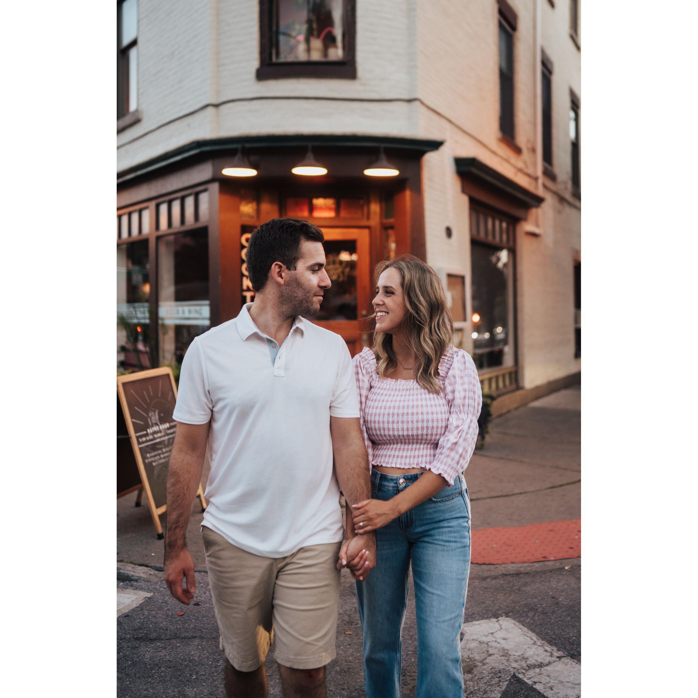 Fun fact: the bar behind Justine and Chris is their favorite date night spot in Saratoga!