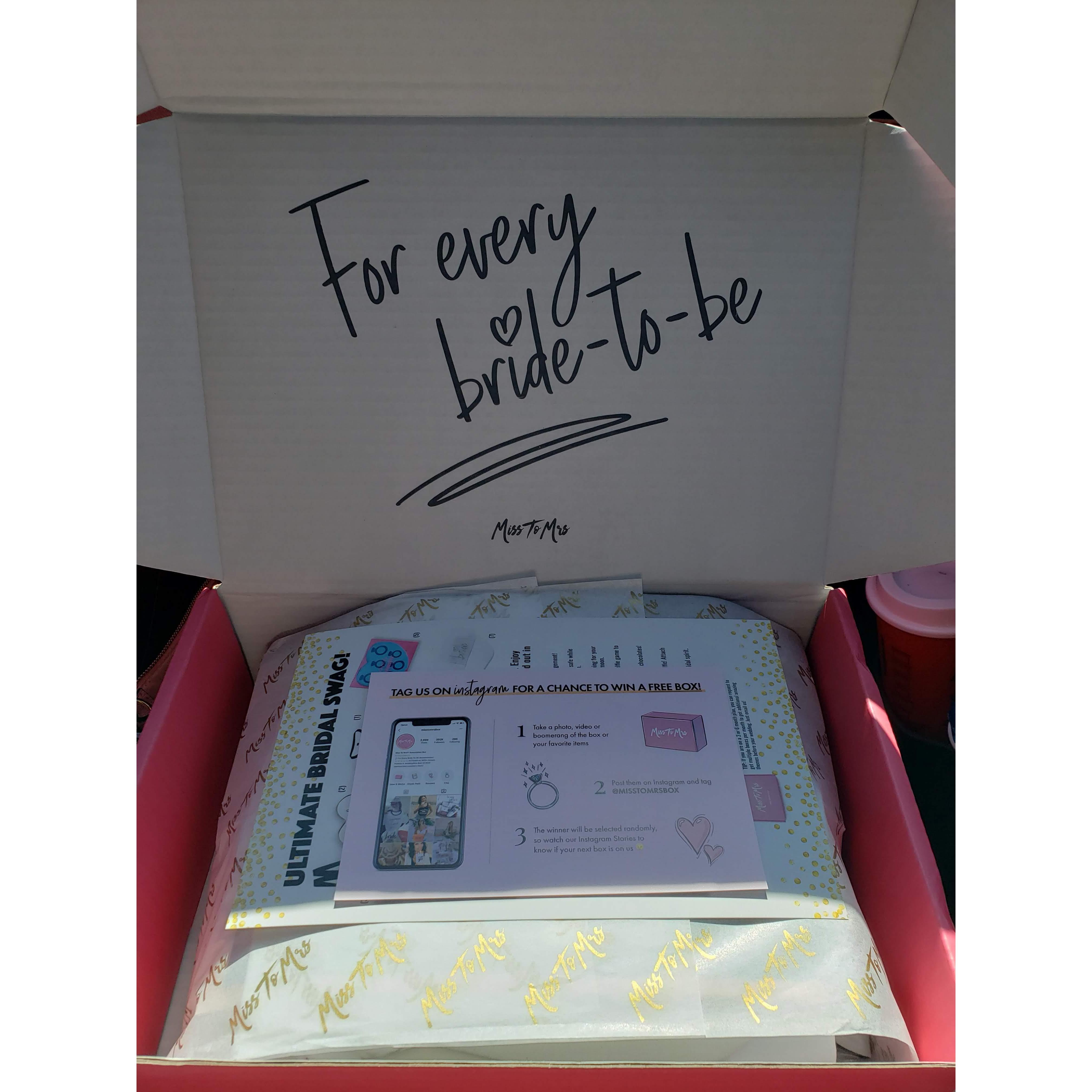 My first (of many MANY) bridal boxes! I wasted no time getting my box subscriptions.