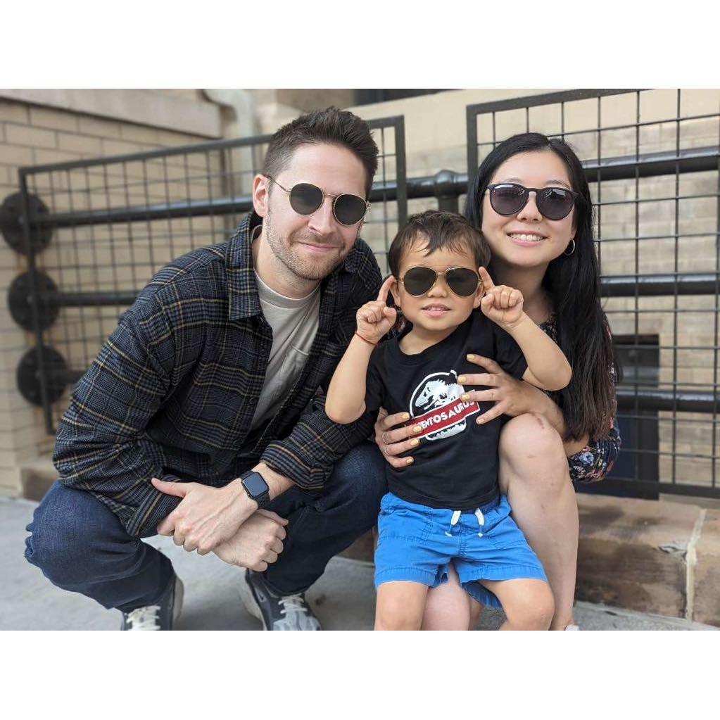 Matching sunglasses with our 2nd best friend, Quenton. (Fall 2023)