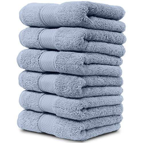 Maura 6 Piece Hand Towel Set. 2017 Premium Quality Turkish Towels. Super Soft, Plush and Highly Absorbent. Set Includes 6 Pieces of Hand Towels.by (Hand Towel-Set of 6, Serenity Blue)