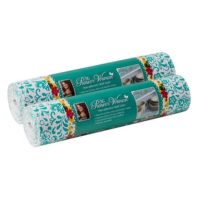 The Pioneer Woman Non-Adhesive Shelf Liner - Traveling Vines, 12 in. x 10 ft, 2 Pack