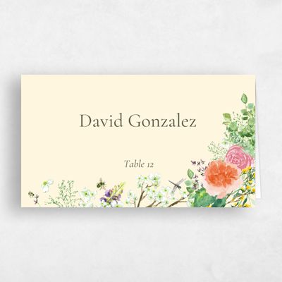 Cream, Beige Wedding Place Card - Rosalind