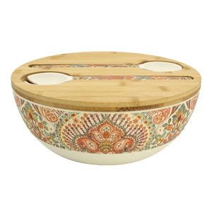 Paisley Bamboo Fiber Serving Bowl and Salad Servers Set - World Market