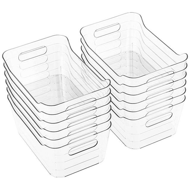 Tiawudi 12 Pack Plastic Storage Bins, Multi-Use Organizer Bins, Pantry Organizer, Clear Storage Containers, Bins for Home & Kitchen