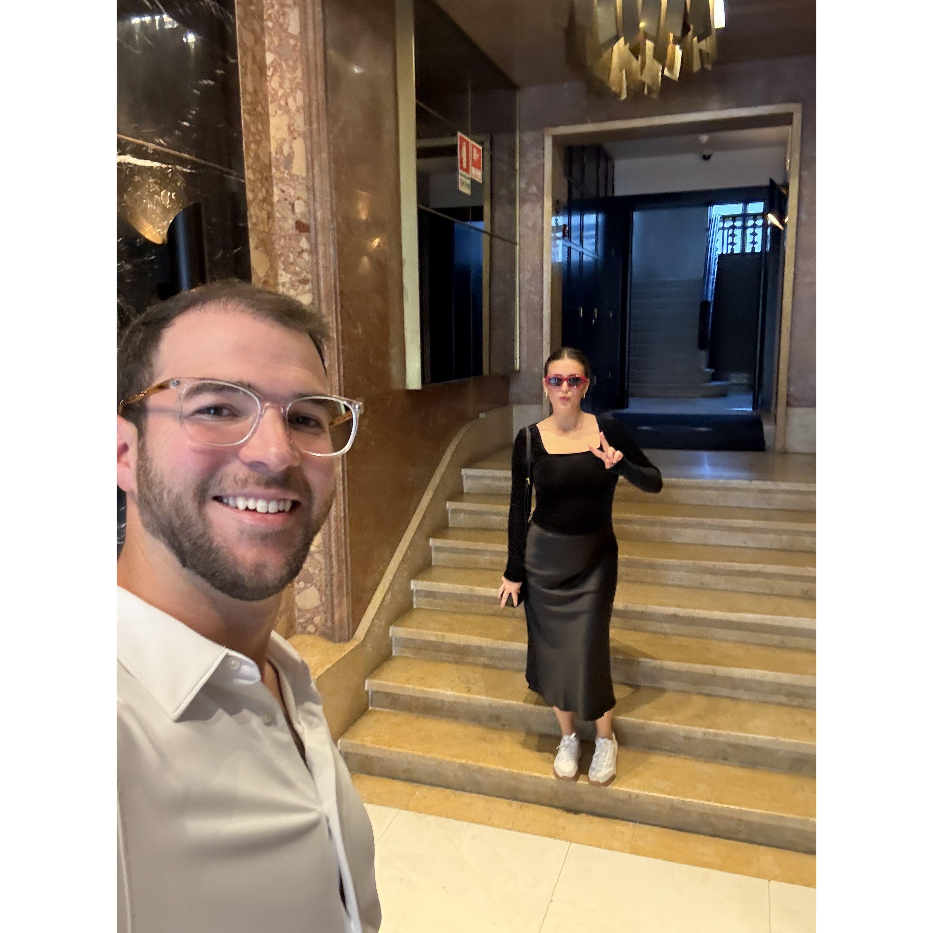 Moments before Reuben asked the big question in Portugal!