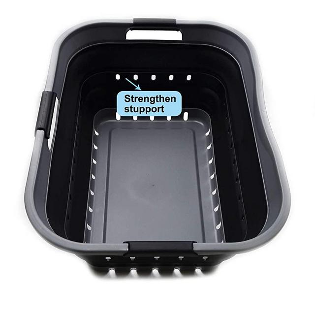 SAMMART Collapsible Plastic Laundry Basket - Foldable Pop Up Storage Container/Organizer - Portable Washing Tub - Space Saving Hamper/Basket (1, Grey/Black)