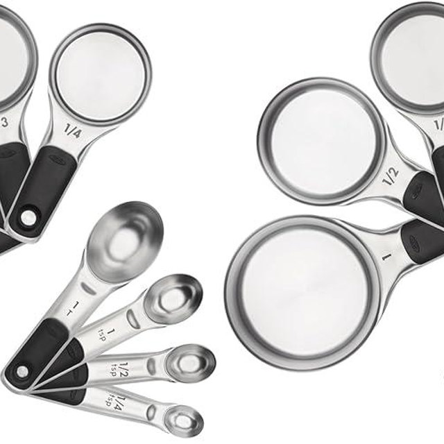OXO Good Grips Stainless Steel Measuring Cups and Spoons 8-Piece Set,4 Cups and 4 Spoons,(Pack of 2)