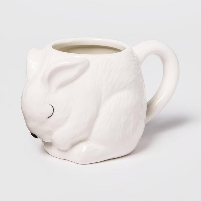 15oz Earthenware Bunny Figural Mug White - Threshold™