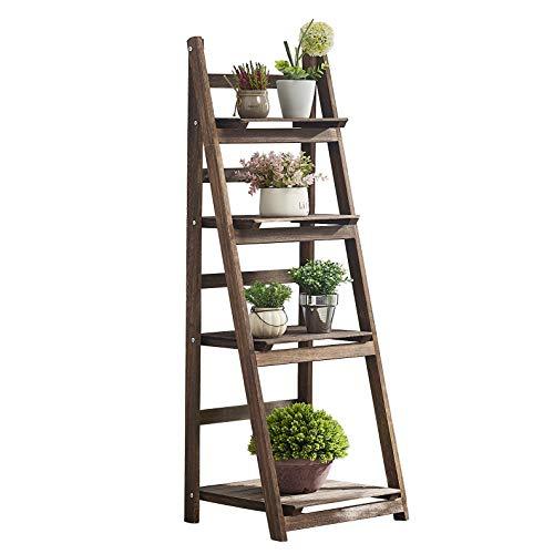 RHF 45" Foldable Ladder Shelf,Plant Stand,Indoor Flower Pot Stand,Flower Pot Ladder,Folding A Framde Display Shelf,Free Standing, Patio Rustic Wood Stand with Shelves,4 Tier Stand Outdoor,Pot Rack